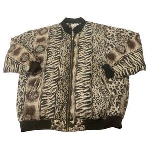 Vintage Multi-Patterned Bomber Jacket
